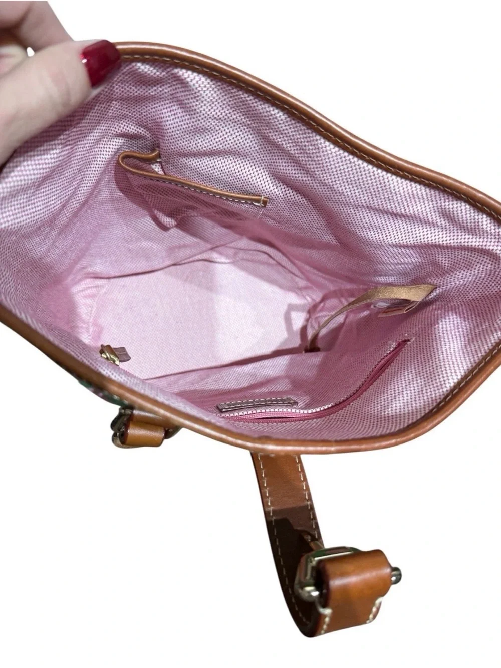 Vintage Dooney & Bourke Rare Color Bucket Bag/ Purse- Monogram Pink & Green